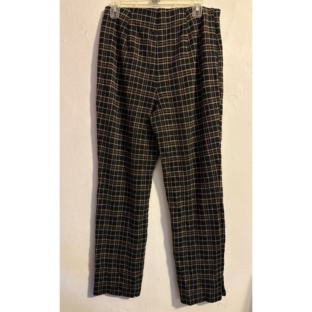 J Jill Ponte Slim Leg Pants Black Multi Stretch Elastic Waist Medium
